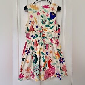 Sincerely Ours Ellie Poplin Floral Mini Dress - Pretty Peacock - Size Medium